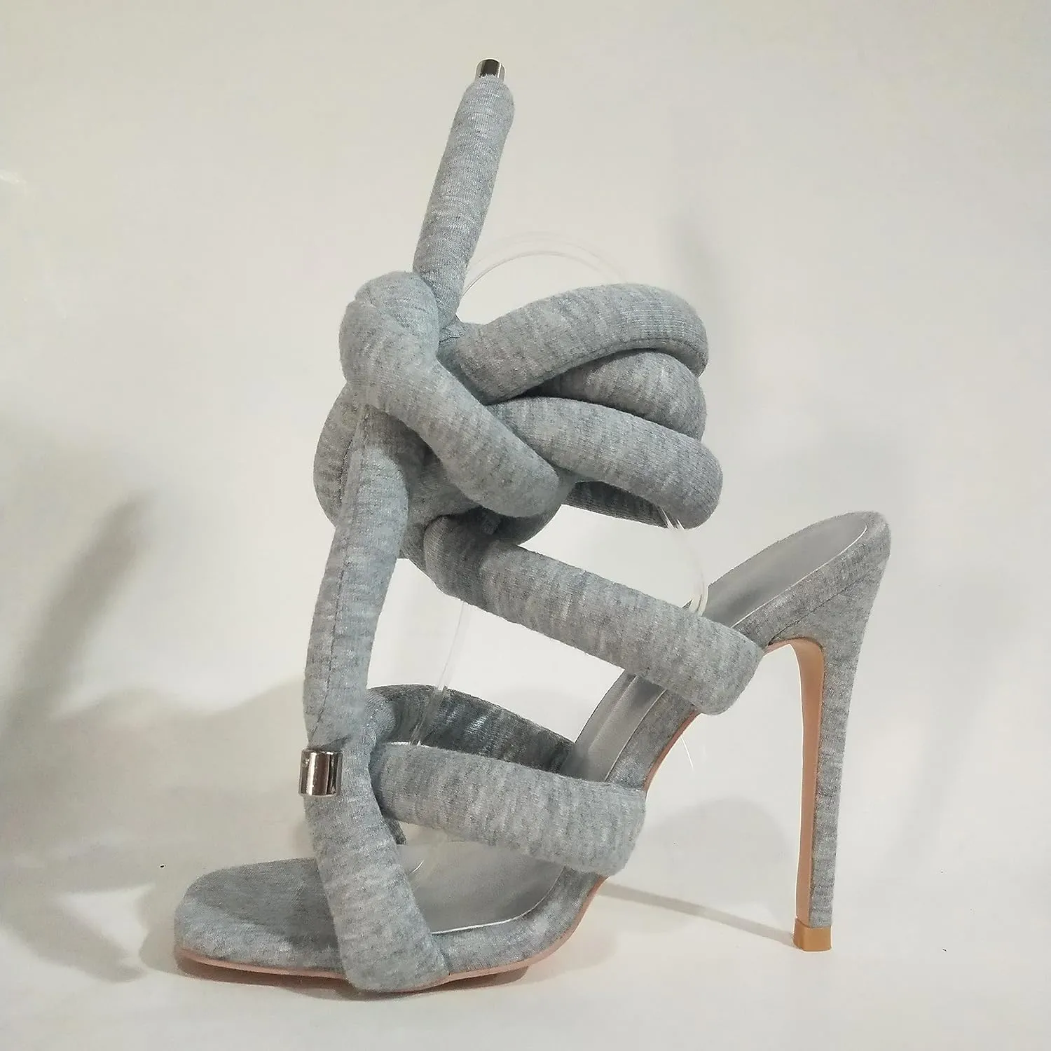 Yishaweiqi Strappy Sandals for Women Rope Lace up Gladiator Sandals Sexy Square Open Toe Stiletto High Heels Tie Up Heeled Sandals for Women