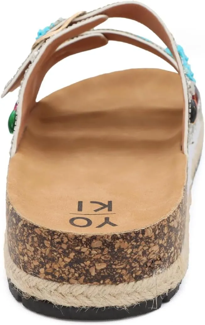 YOKI CALISTA Women's Espadrille Platform Sandals, Wedge Sandals for Women, Summer Sandals, Women's Slides