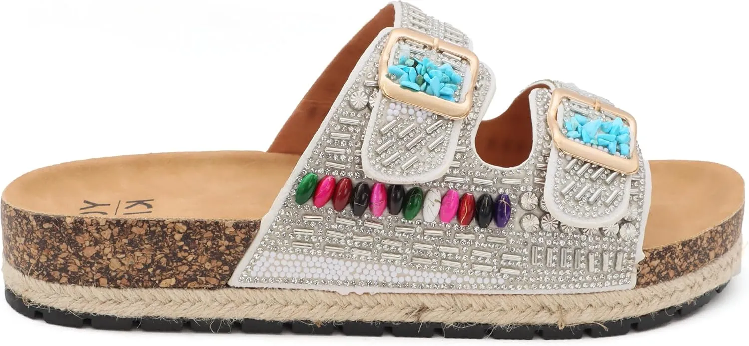 YOKI CALISTA Women's Espadrille Platform Sandals, Wedge Sandals for Women, Summer Sandals, Women's Slides