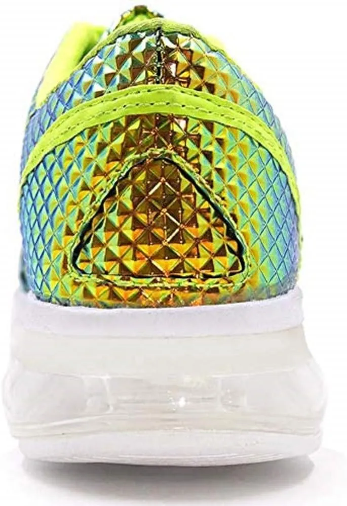 YRU Aiire Light up Hologram Festival Rave Sneakers in Green Atlantis