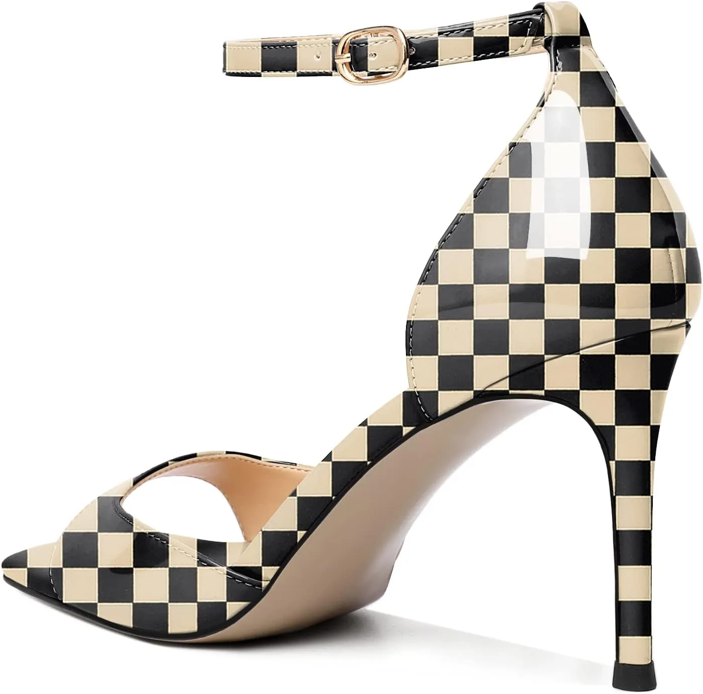 Zamikoo Women's High Heels, Open Toe Ankle Strap High Heeled Sandals, Square Toe Stiletto Heel Dress Pumps Shoes Office Wedding Work Evening 3.5 Inch