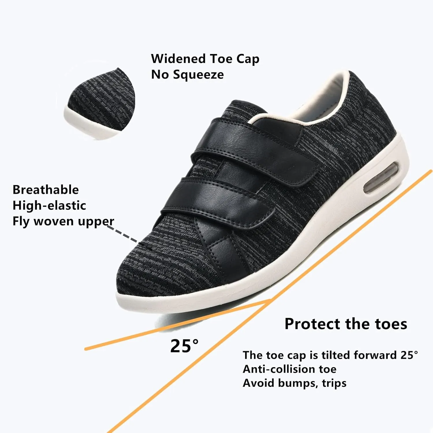 ZGDG Women Diabetic Shoes Wide Width Edema Comfy Shoes with Adjustable Strap Lightweight Non-Slip Orthopedic Walking Shoes for Elderly Hammertoe Arthritis Bunions Swollen Feet