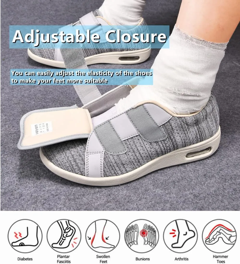 ZGDG Women Diabetic Shoes Wide Width Edema Comfy Shoes with Adjustable Strap Lightweight Non-Slip Orthopedic Walking Shoes for Elderly Hammertoe Arthritis Bunions Swollen Feet