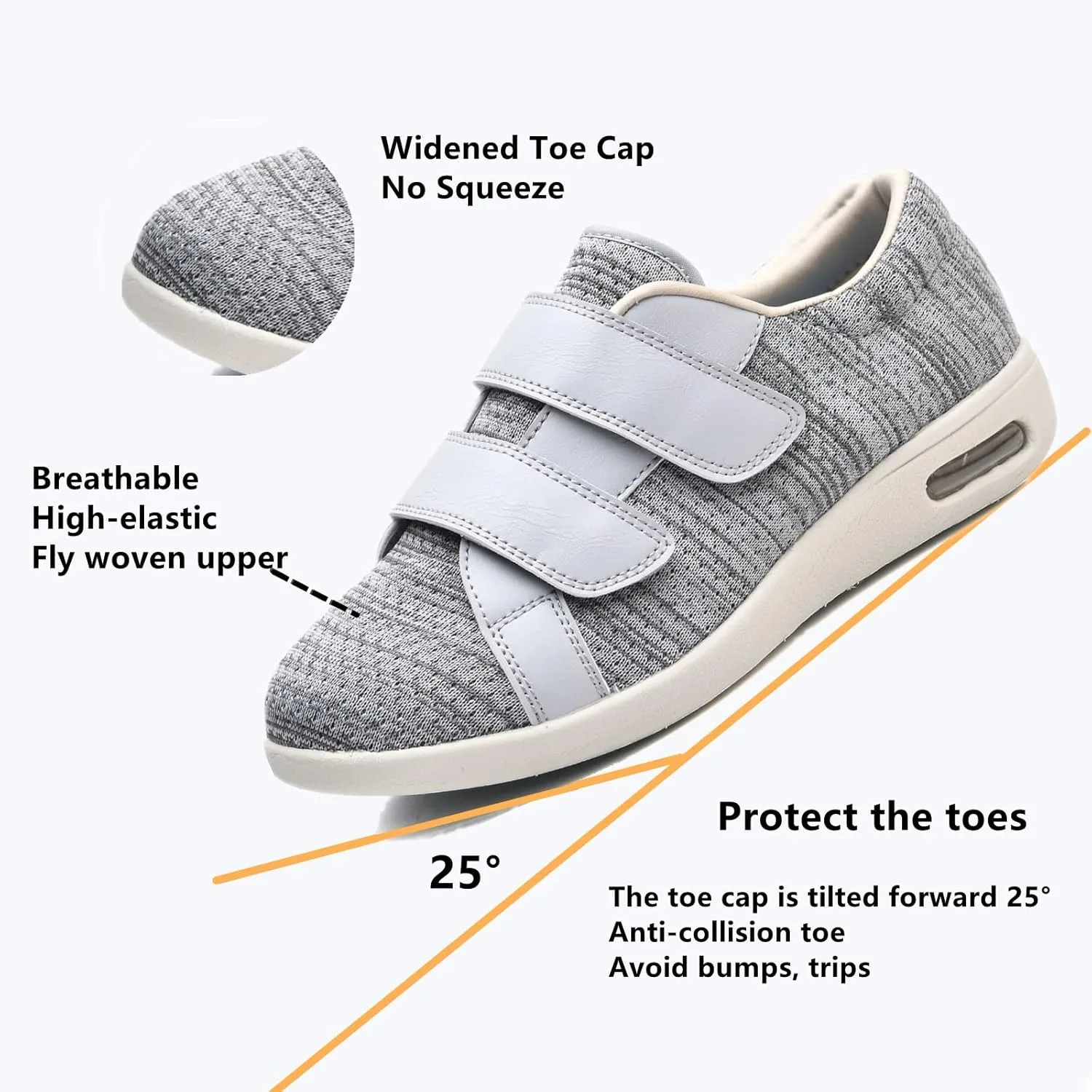 ZGDG Women Diabetic Shoes Wide Width Edema Comfy Shoes with Adjustable Strap Lightweight Non-Slip Orthopedic Walking Shoes for Elderly Hammertoe Arthritis Bunions Swollen Feet