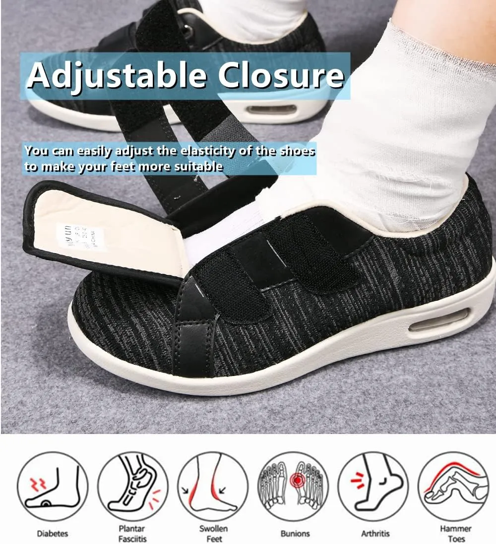 ZGDG Women Diabetic Shoes Wide Width Edema Comfy Shoes with Adjustable Strap Lightweight Non-Slip Orthopedic Walking Shoes for Elderly Hammertoe Arthritis Bunions Swollen Feet